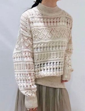 冬のさ春のね 杉咲花の衣装（透かし編みニット）